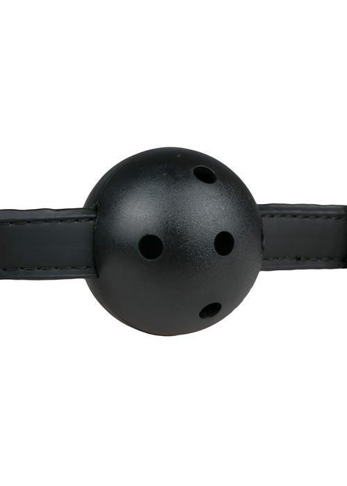 Knebel z kulką PVC – czarny, regulowany pasek — zdjęcie 4