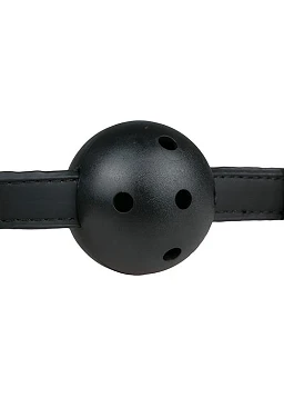 Knebel z kulką PVC – czarny, regulowany pasek — zdjęcie 4