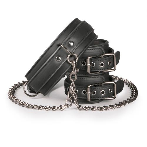 Kajdanki Collar With Handcuffs - skóra PU, regulowane — zdjęcie 1