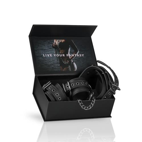 Kajdanki Collar With Handcuffs - skóra PU, regulowane — zdjęcie 6
