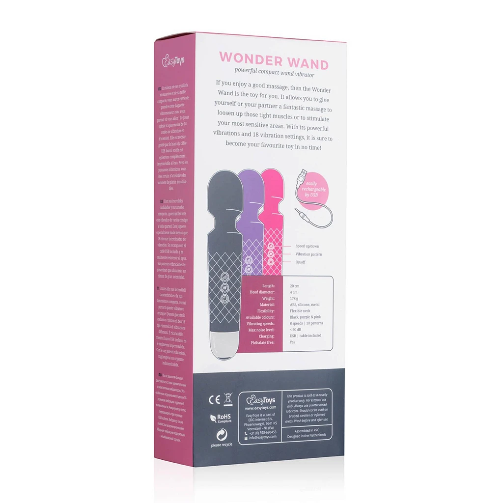 Mini masażer wand EasyToys – 18 trybów, 20 cm — zdjęcie 7