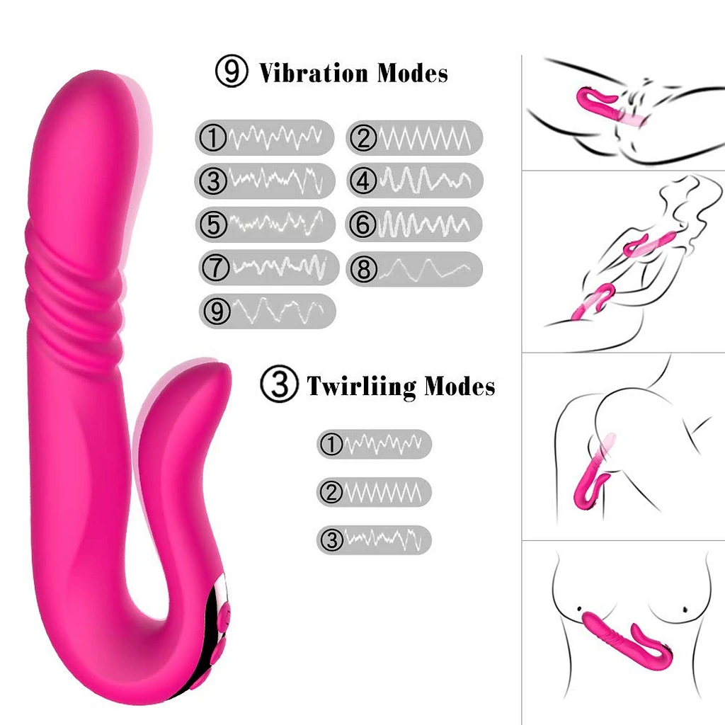 Wibrator króliczek Deluxe Twirling Vibrating Thruster – czerwony — zdjęcie 14