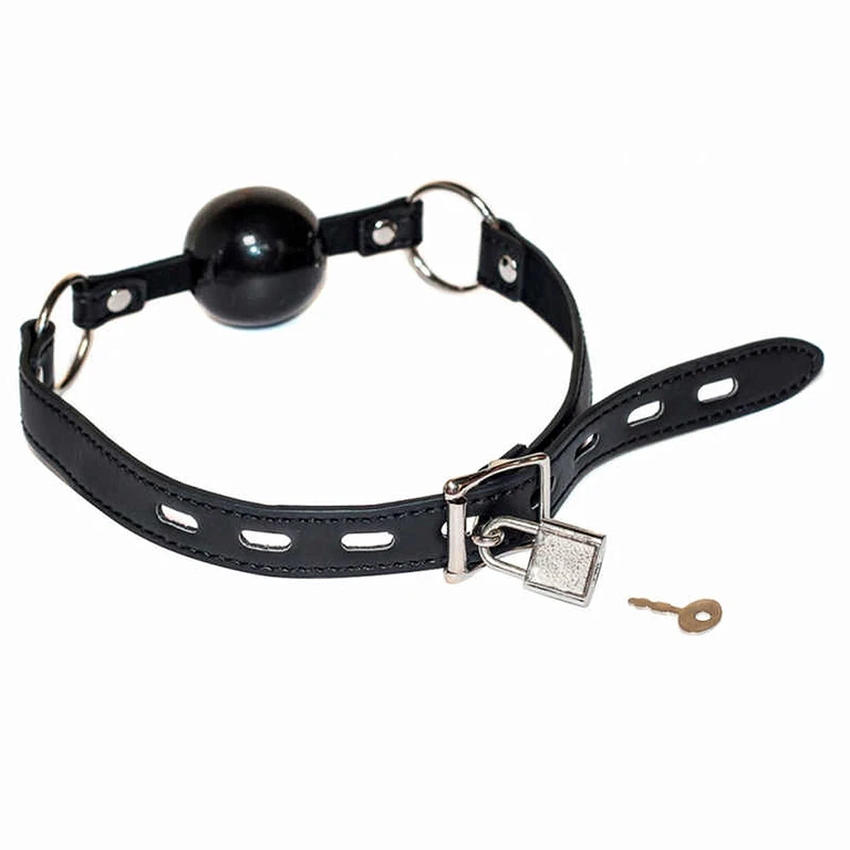 Knebel Party Hard Sequin – kulka 4 cm, regulowany, czarny