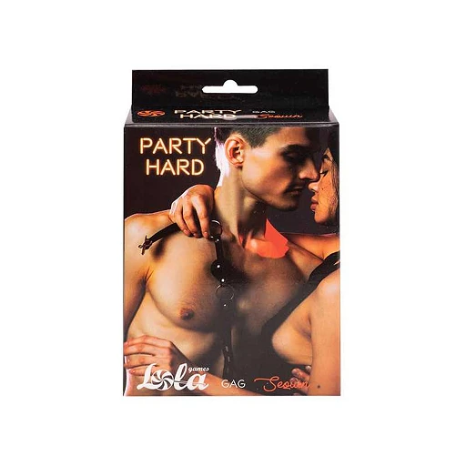 Knebel Party Hard Sequin – kulka 4 cm, regulowany, czarny — zdjęcie 3