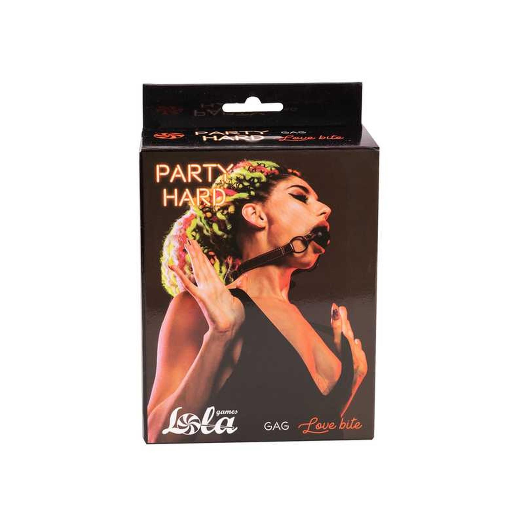 Knebel kulkowy Party Hard Love Bite – kula 4,5 cm, czarny — zdjęcie 6