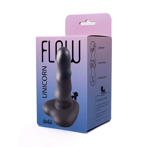 Dildo Unicorn Mini – grafitowe z brokatem, przyssawka serce — zdjęcie 4