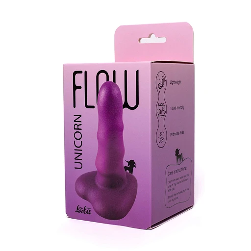 Dildo Unicorn Mini – fioletowe z brokatem, przyssawka serce — zdjęcie 5