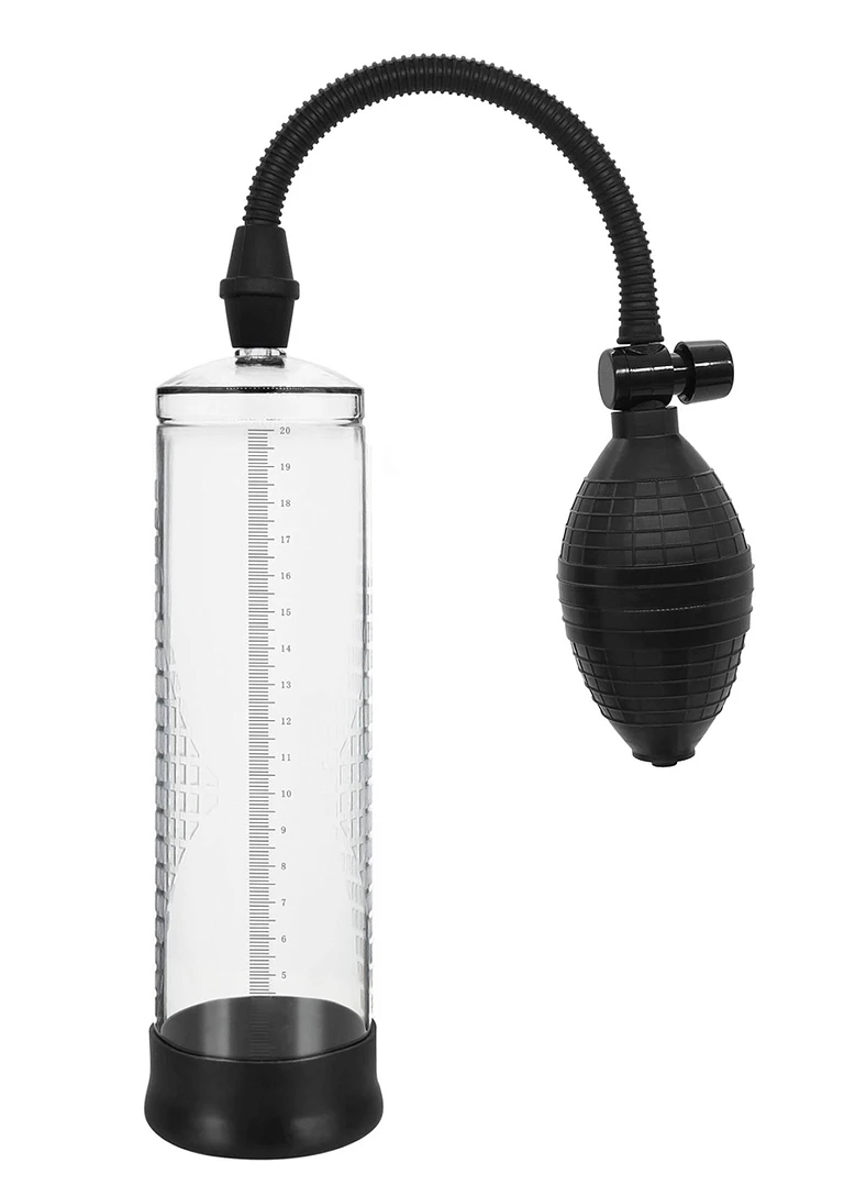 Pompka próżniowa do penisa Powerpump Black & Clear - z miarką