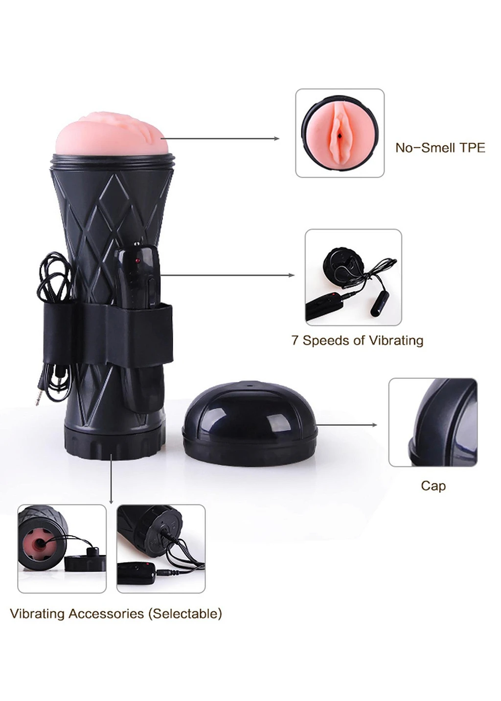 Masturbator latarka Vibrating Vagina – CyberSkin, regulacja — zdjęcie 4