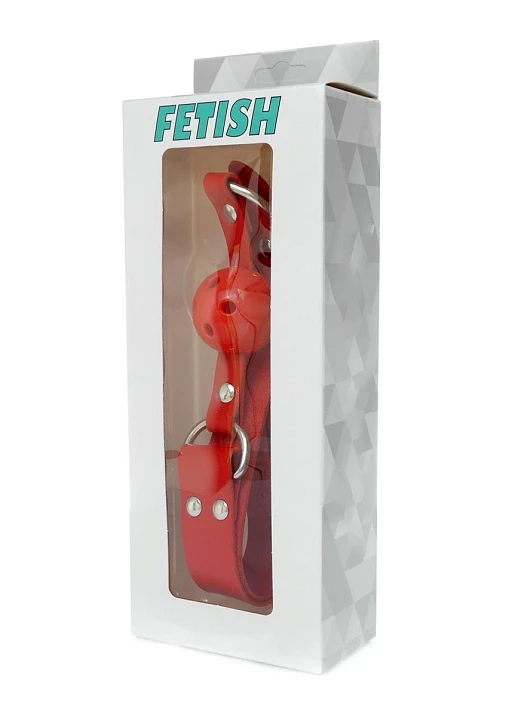 Knebel z kulką Fetish B – czerwony, otworki oddechowe — zdjęcie 8