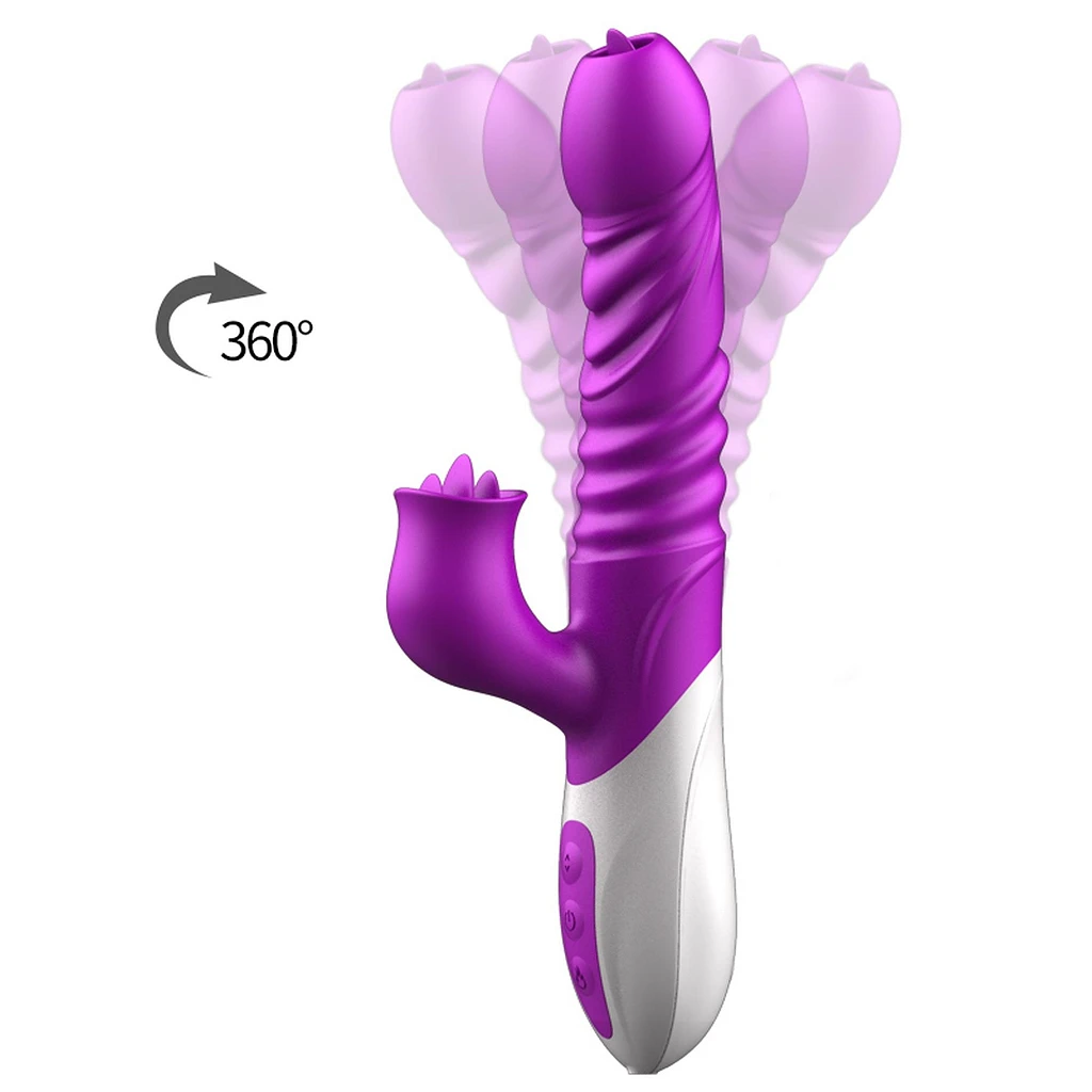 Wibrator króliczek z pchaniem, rotacją i grzaniem – 25 cm — zdjęcie 4
