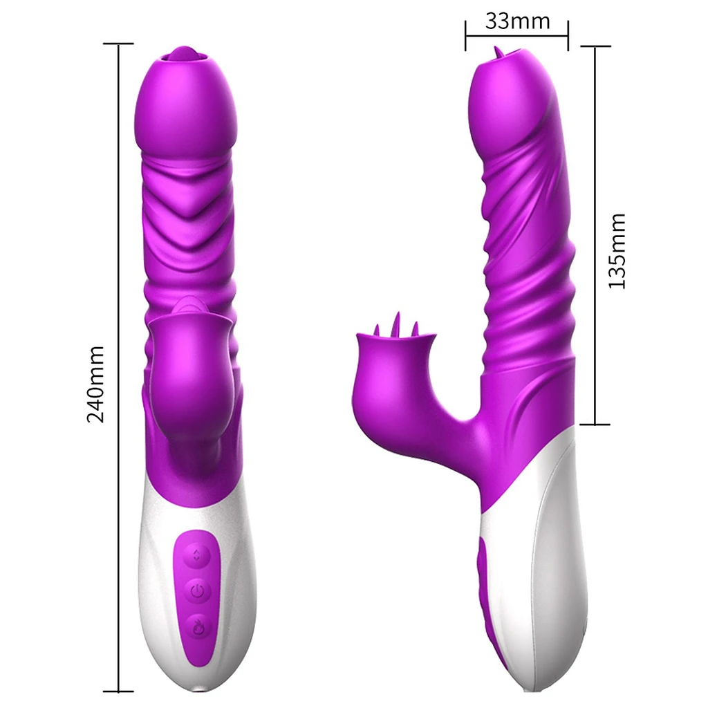 Wibrator króliczek z pchaniem, rotacją i grzaniem – 25 cm — zdjęcie 6