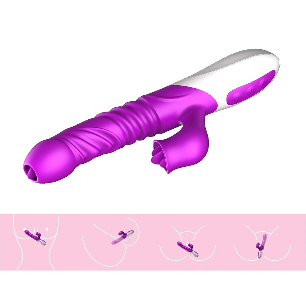 Wibrator króliczek z pchaniem, rotacją i grzaniem – 25 cm — zdjęcie 9
