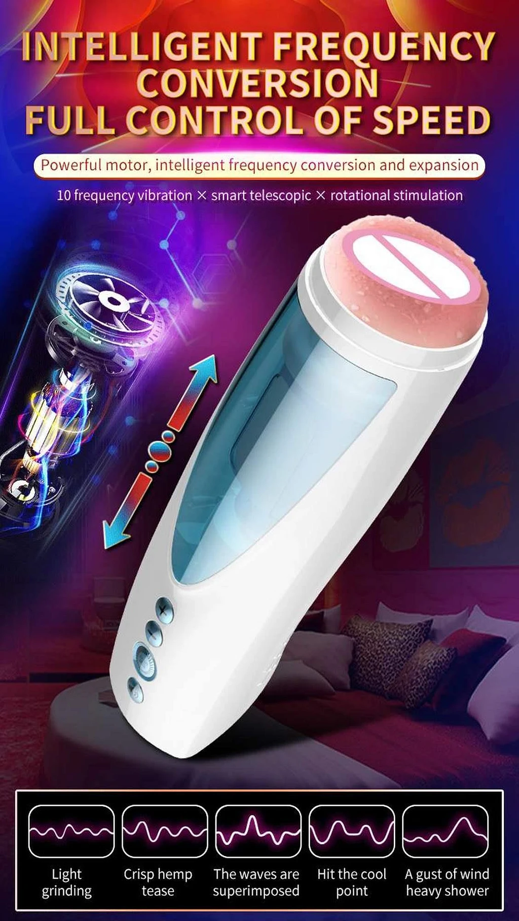 Masturbator Rotating USB 10+10 – ruch góra‑dół, audio — zdjęcie 9