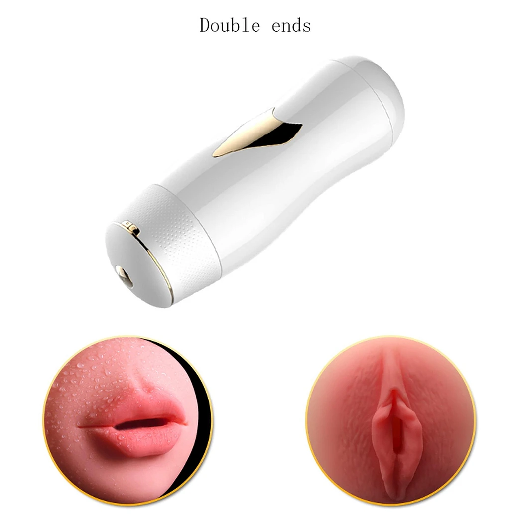 Masturbator dwustronny White – wibracje i przyssawka — zdjęcie 8