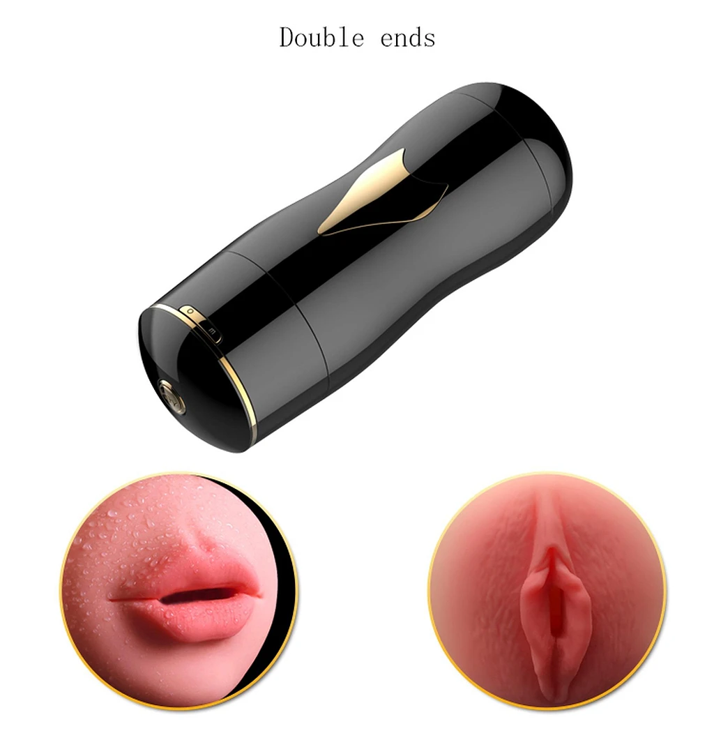 Masażer intymny Masturbator-Black - dwustronny, 7 trybów — zdjęcie 3