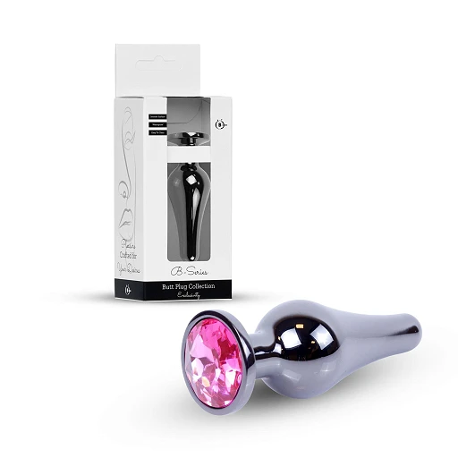 Korek analny z różowym kryształem - stal, 9,5 cm — zdjęcie 10