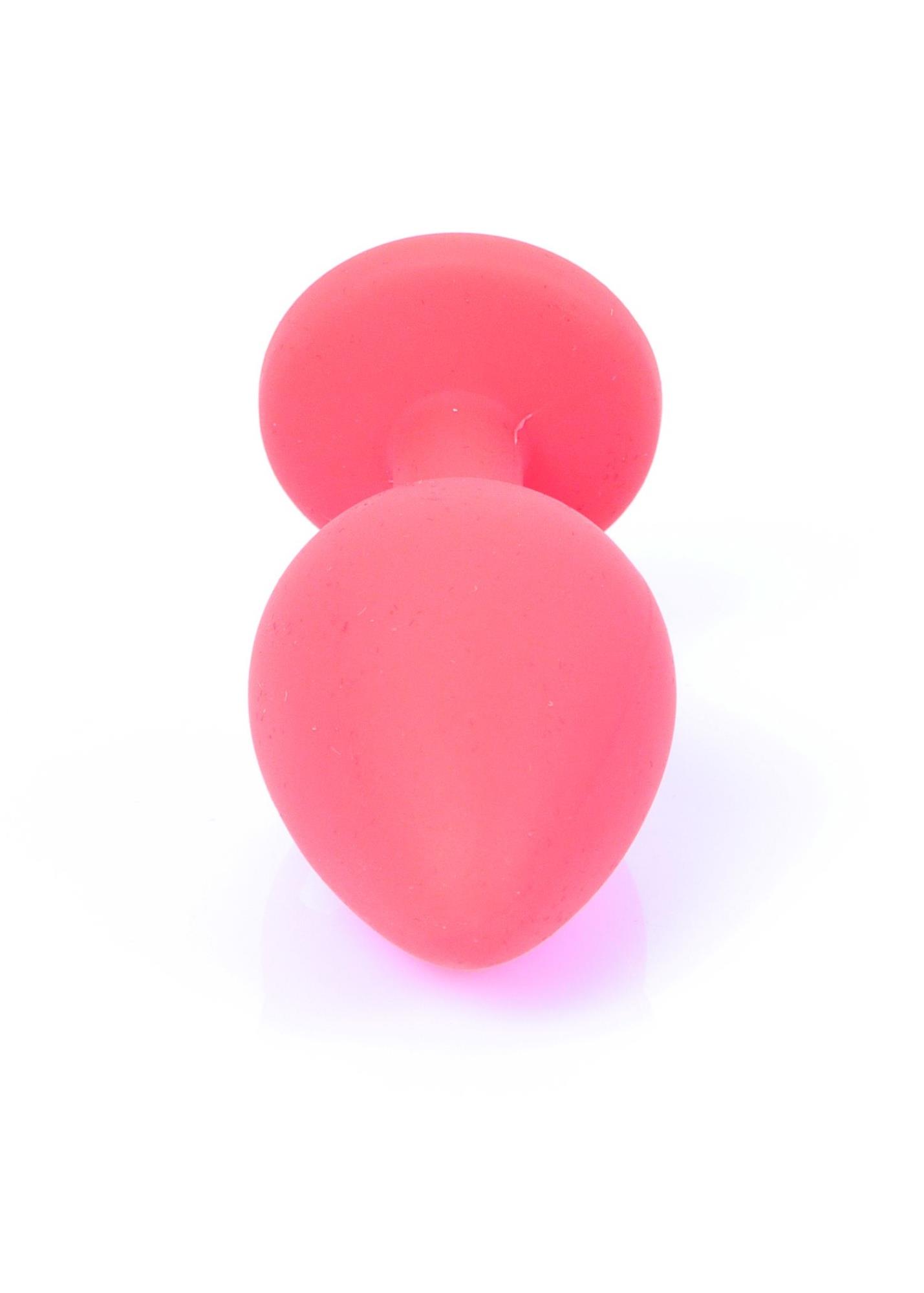 Korek analny z niebieskim kryształem – czerwony silikon, 8 cm — zdjęcie 5