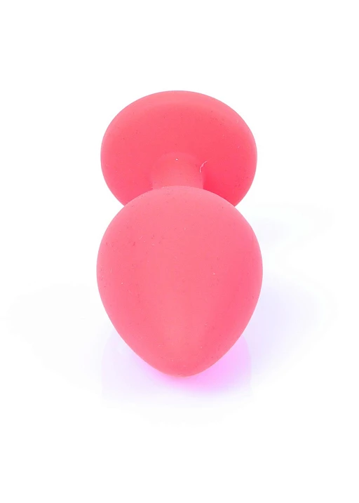 Korek analny z niebieskim kryształem – czerwony silikon, 8 cm — zdjęcie 5