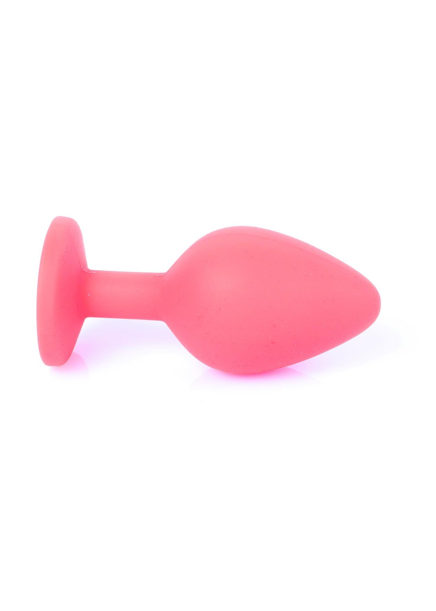 Korek analny z niebieskim kryształem – czerwony silikon, 8 cm — zdjęcie 2