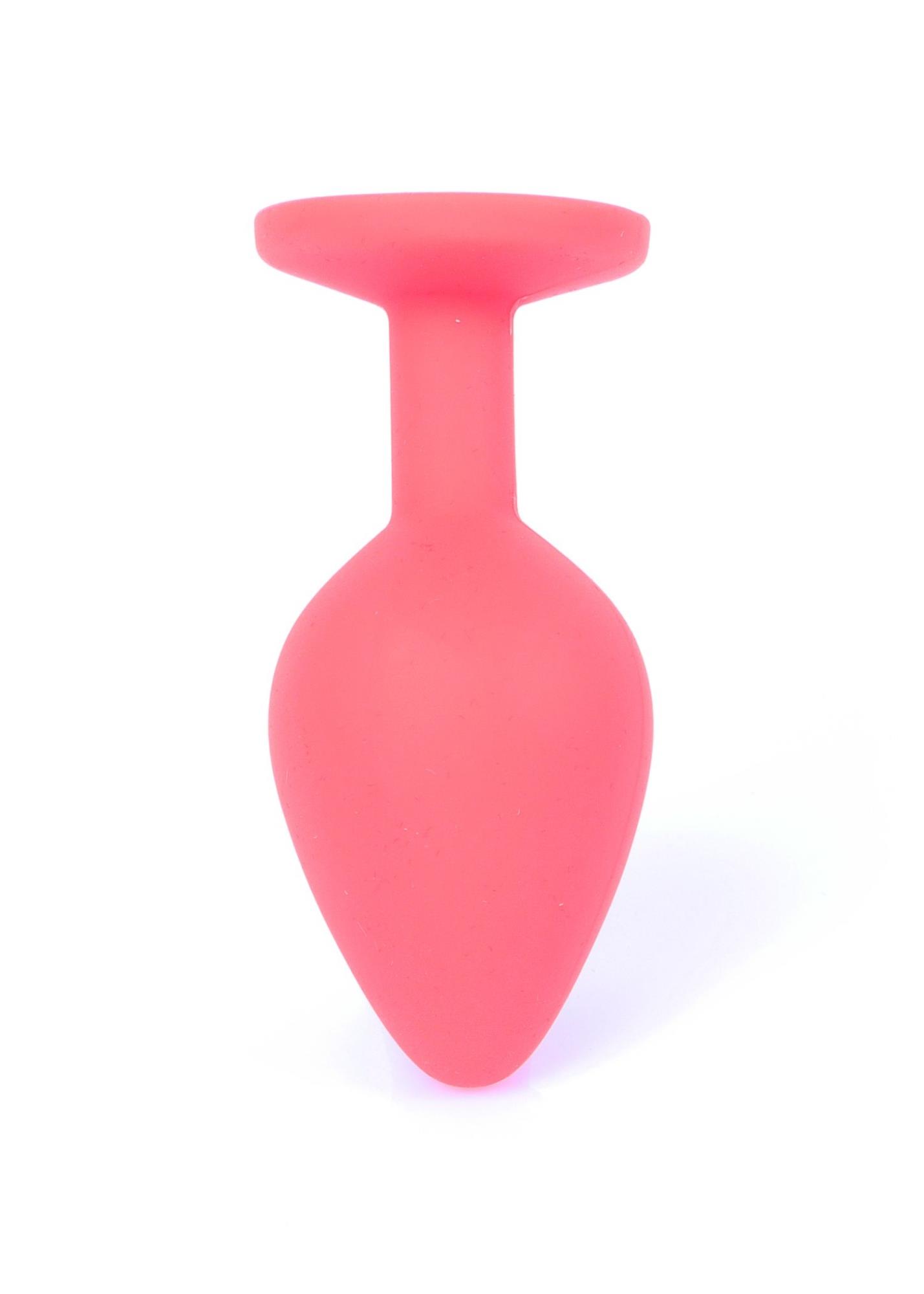 Korek analny z niebieskim kryształem – czerwony silikon, 8 cm — zdjęcie 6