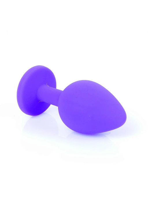 Korek analny z czerwonym kryształem – silikon, fioletowy, 8 cm — zdjęcie 5