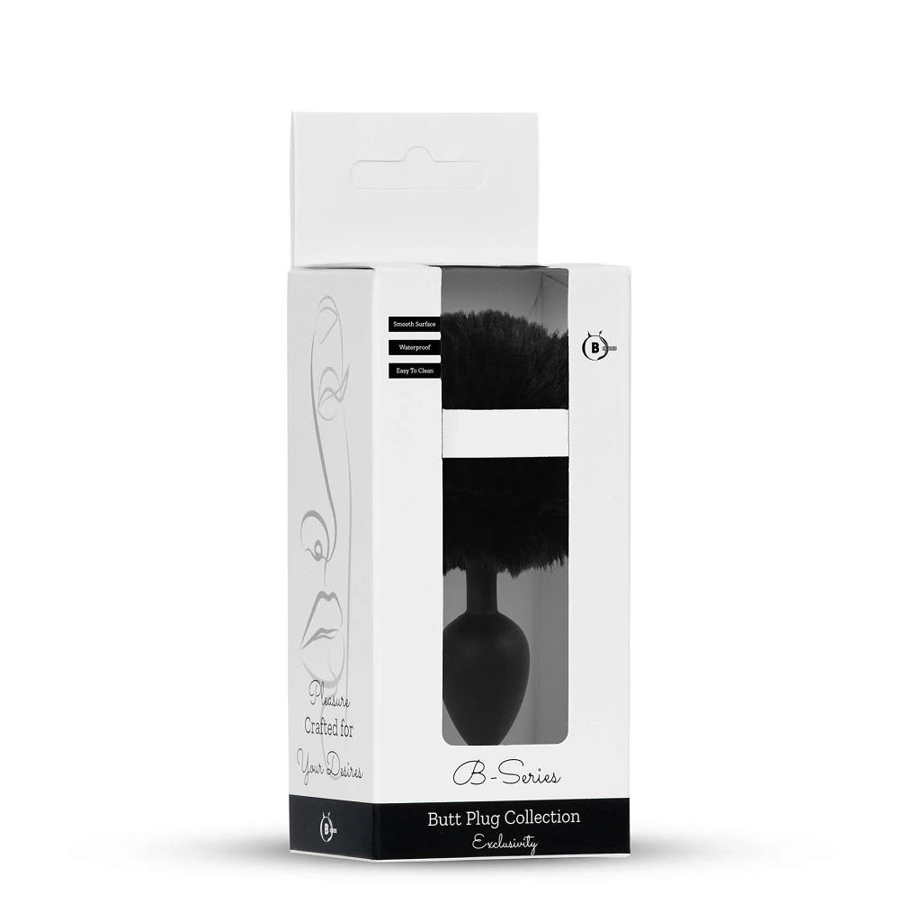 Korek analny Bunny Tail S - z ogonem czarny — zdjęcie 5