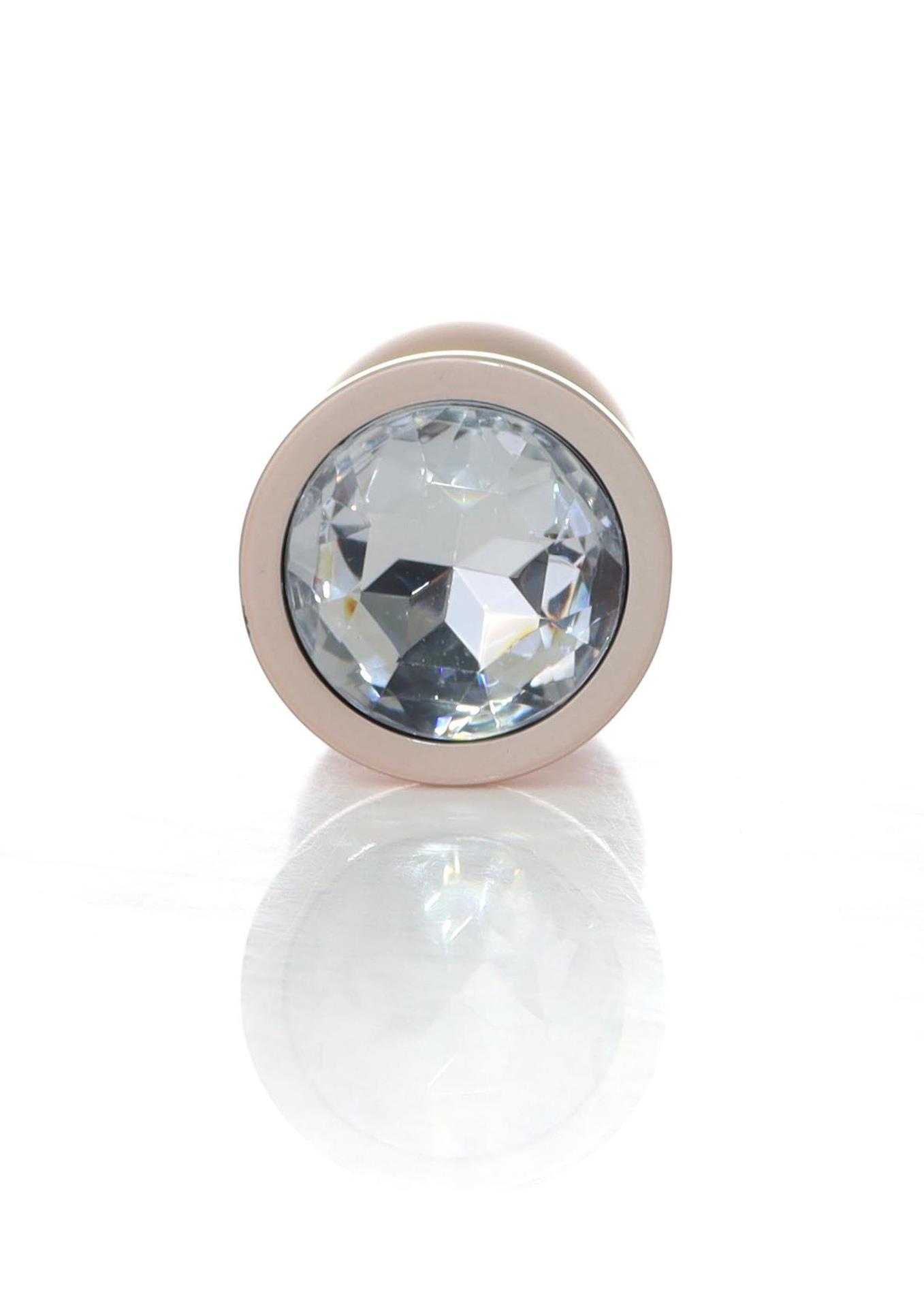 Korek analny Pearl Gold - stal nierdzewna z kryształem, rozmiar M — zdjęcie 4