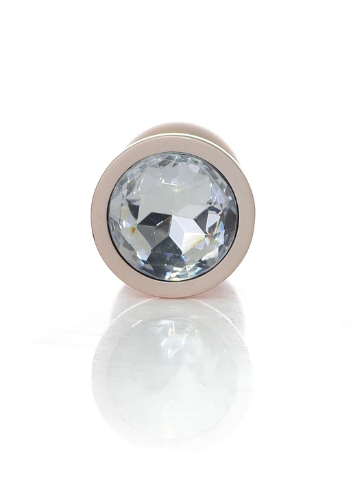 Korek analny Pearl Gold - stal nierdzewna z kryształem, rozmiar M — zdjęcie 4