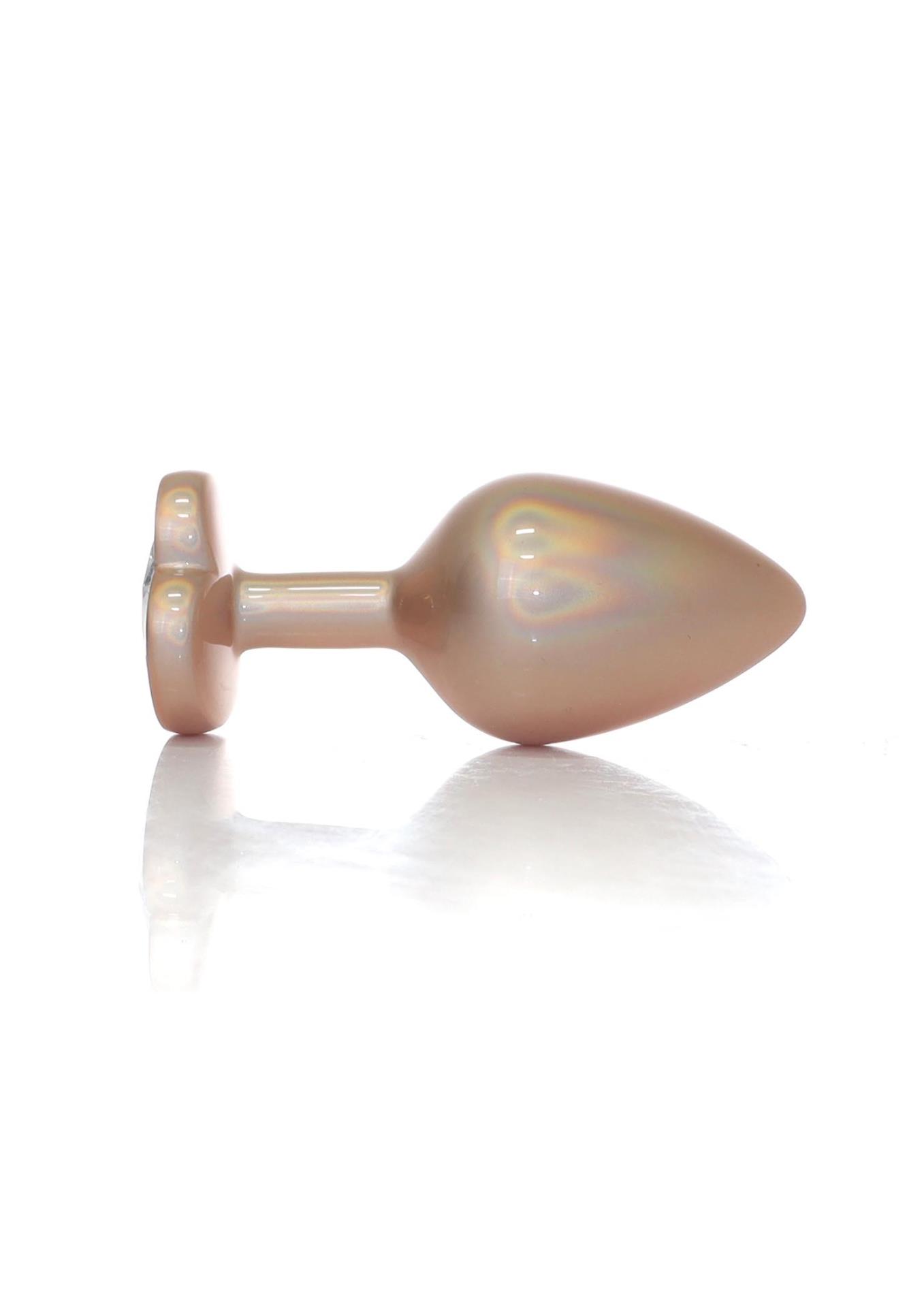 Korek analny z kryształem w kształcie serca – stal, 8 cm, rozmiar M — zdjęcie 3