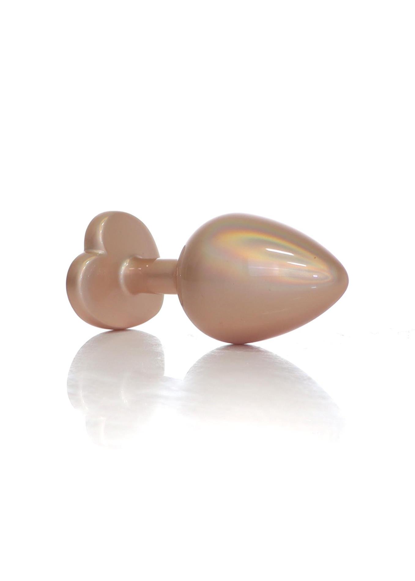 Korek analny z kryształem w kształcie serca – stal, 8 cm, rozmiar M — zdjęcie 1