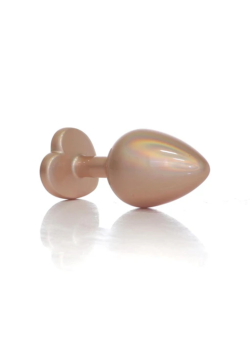 Korek analny z kryształem w kształcie serca – stal, 8 cm, rozmiar M