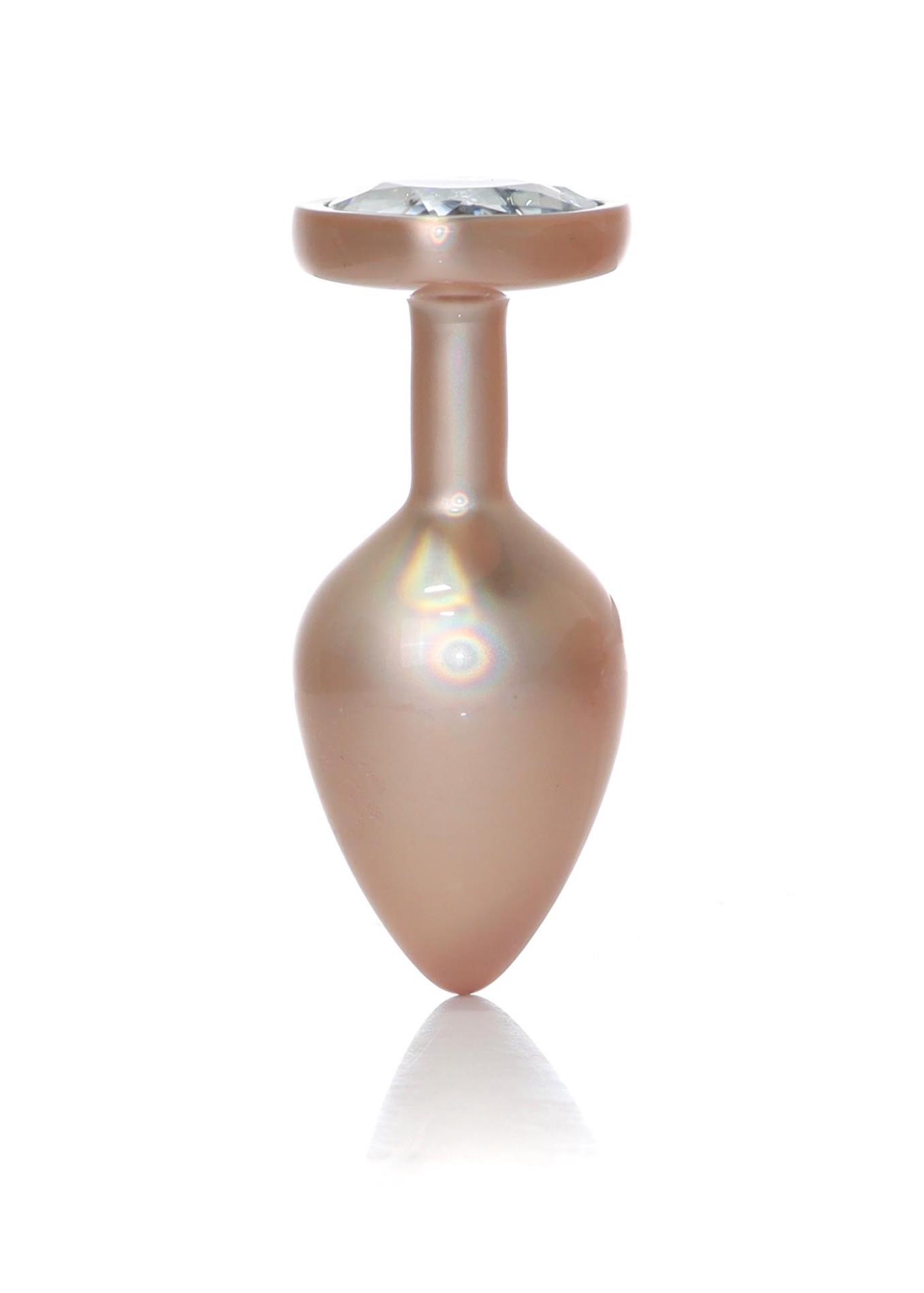 Korek analny z kryształem w kształcie serca – stal, 8 cm, rozmiar M — zdjęcie 2