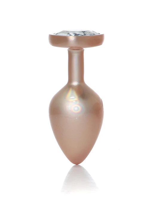 Korek analny z kryształem w kształcie serca – stal, 8 cm, rozmiar M — zdjęcie 2