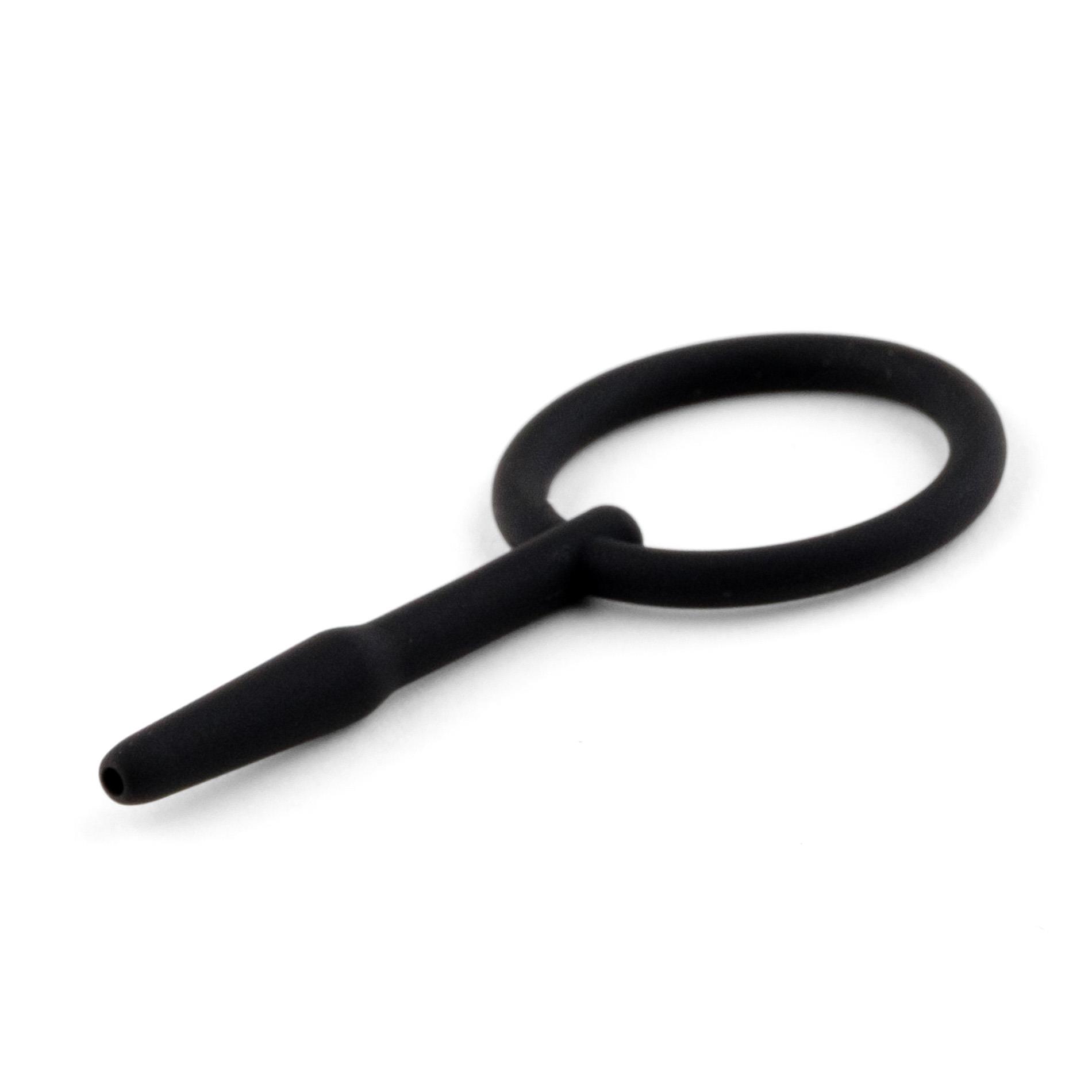 Penis plug no. 02 – silikonowy, z kanałem, 8,5 cm — zdjęcie 1