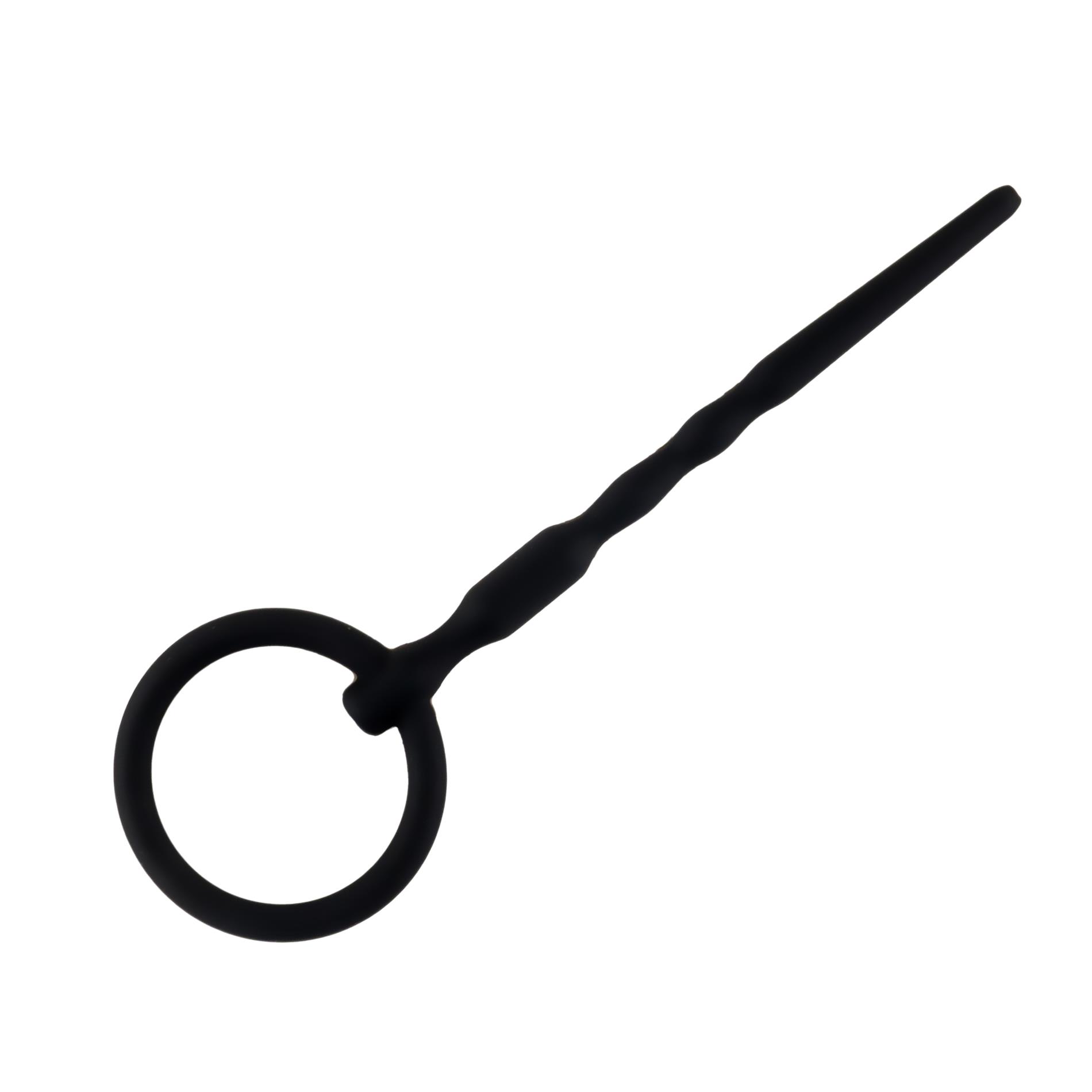 Penis plug no. 04 – silikonowy, z kanałem i pierścieniem — zdjęcie 3
