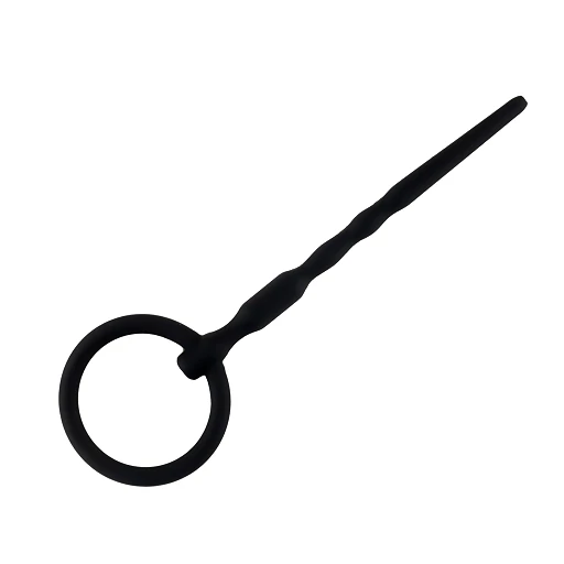 Penis plug no. 04 – silikonowy, z kanałem i pierścieniem — zdjęcie 3