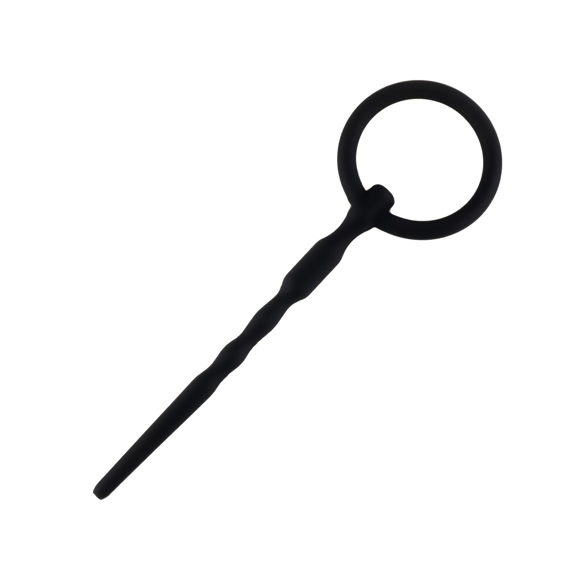 Penis plug no. 04 – silikonowy, z kanałem i pierścieniem — zdjęcie 4