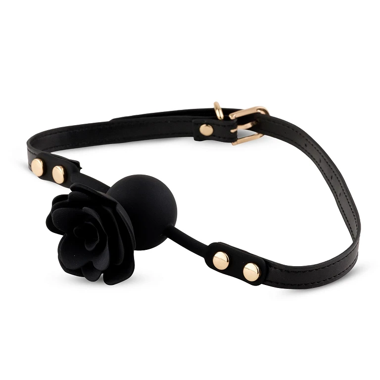 Knebel z kulką Black Rose – silikon, kanał oddechowy, 4,2 cm