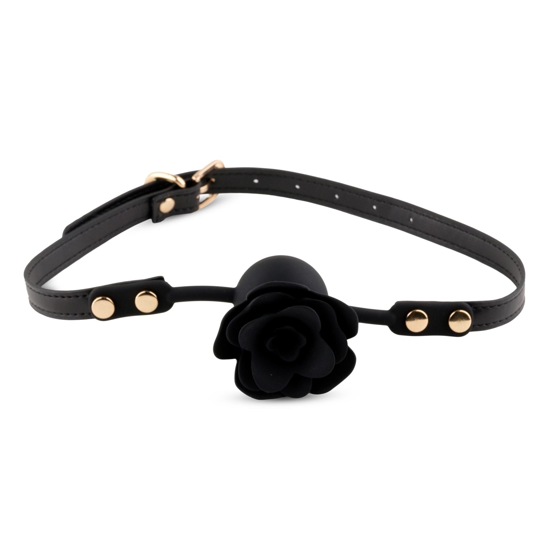Knebel z kulką Black Rose – silikon, kanał oddechowy, 4,2 cm — zdjęcie 2