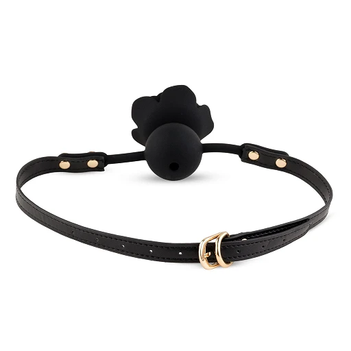 Knebel z kulką Black Rose – silikon, kanał oddechowy, 4,2 cm — zdjęcie 3