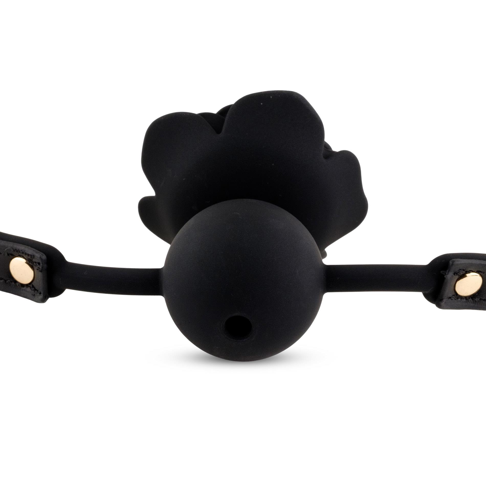 Knebel z kulką Black Rose – silikon, kanał oddechowy, 4,2 cm — zdjęcie 6