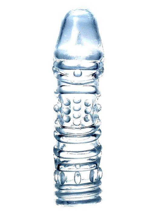Nakładka na penisa – przezroczysta, z wypustkami, 14,5 cm