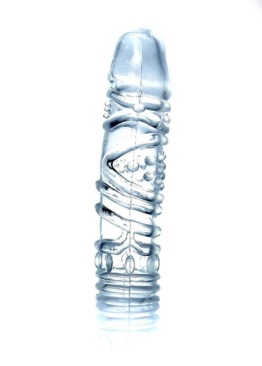 Nakładka na penisa – przezroczysta, z wypustkami, 14,5 cm — zdjęcie 2
