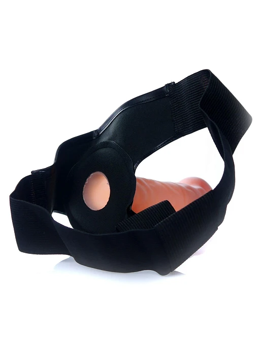 Proteza strap-on z wibracjami - cyberskóra, wydrążona, 20 cm — zdjęcie 5