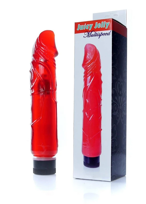 Wibrator Juicy Jelly – multispeed, 22 cm, czerwony — zdjęcie 5