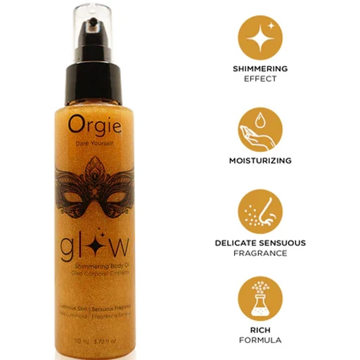 Olejek do ciała Orgie Glow – rozświetlający, złoty połysk, 110 ml — zdjęcie 2