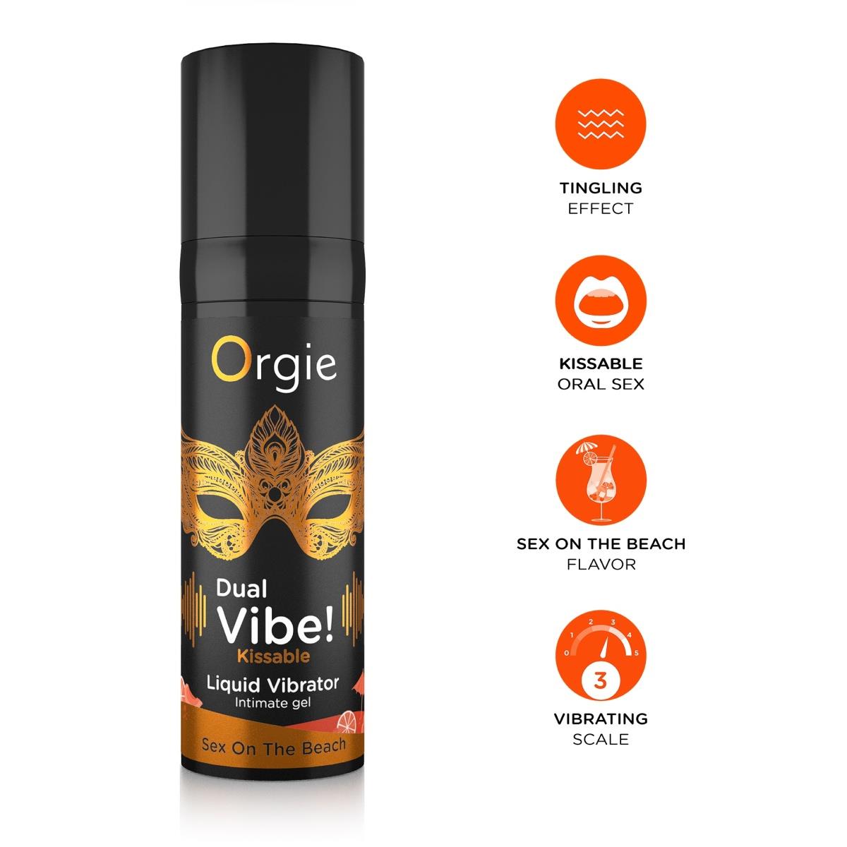 Żel wibrujący Orgie Dual Vibe! Sex On The Beach – smakowy, 15 ml — zdjęcie 2