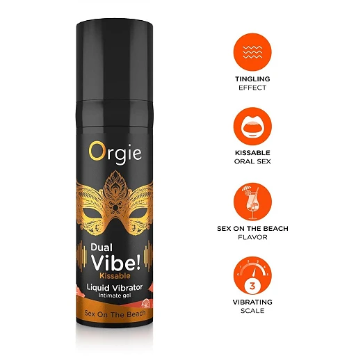 Żel wibrujący Orgie Dual Vibe! Sex On The Beach – smakowy, 15 ml — zdjęcie 2