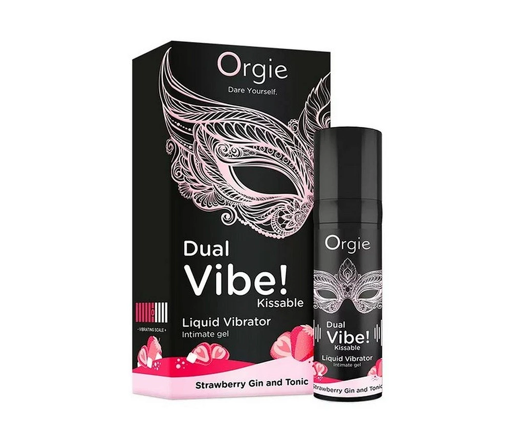 Wibrujący żel intymny Dual Vibe! Kissable - smak truskawki Gin